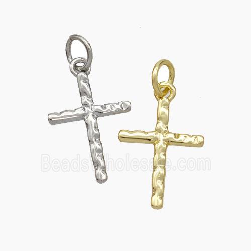 Copper Cross Pendant Hammered Mixed