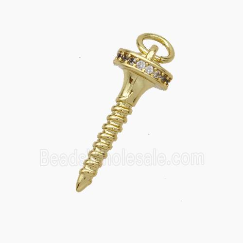 Copper Nail Pendant Pave Zirconia Gold Plated
