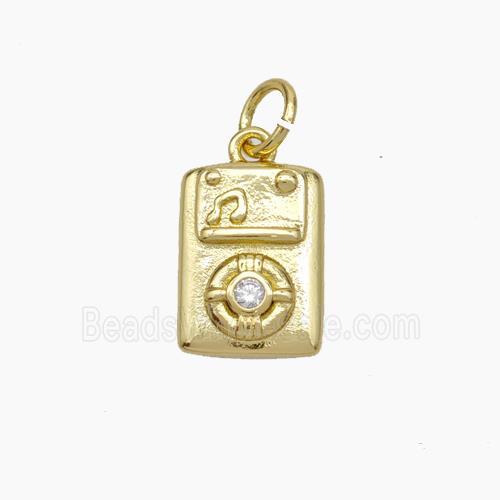 Copper Phone Charms Pendant Pave Zirconia Gold Plated