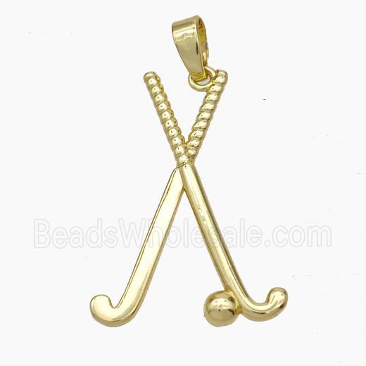 Golf Racket Charms Copper Pendant Sports Gold Plated