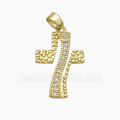Copper Cross Pendant Pave Zirconia Gold Plated