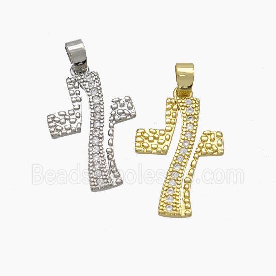 Copper Cross Pendant Pave Zirconia Mixed