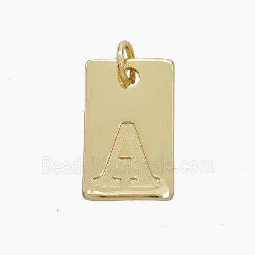 Copper Card Pendant Letter-A Gold Plated