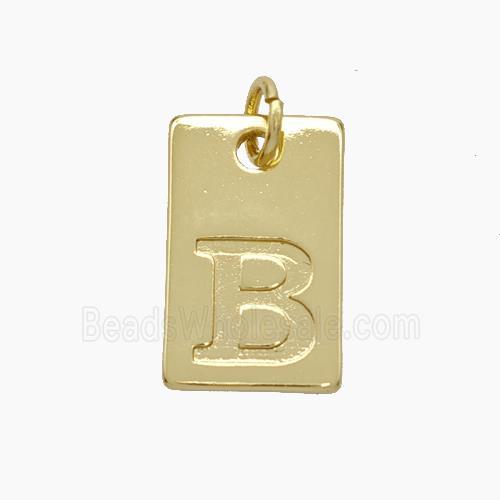 Copper Card Pendant Letter-B Gold Plated