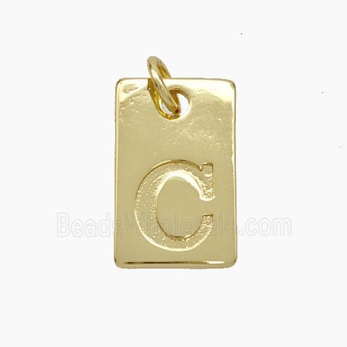 Copper Card Pendant Letter-C Gold Plated