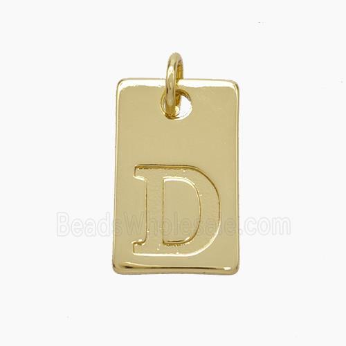 Copper Card Pendant Letter-D Gold Plated