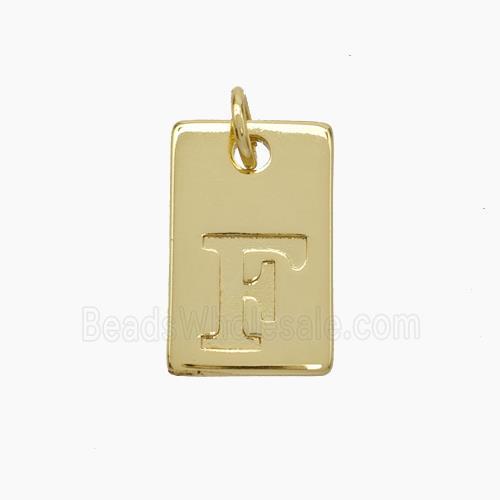 Copper Card Pendant Letter-F Gold Plated