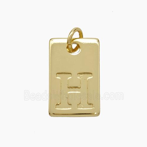 Copper Card Pendant Letter-H Gold Plated