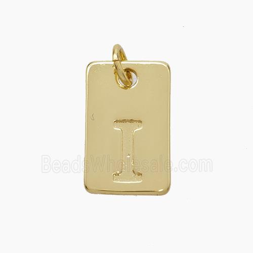 Copper Card Pendant Letter-I Gold Plated