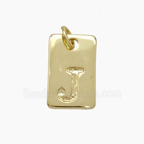 Copper Card Pendant Letter-J Gold Plated