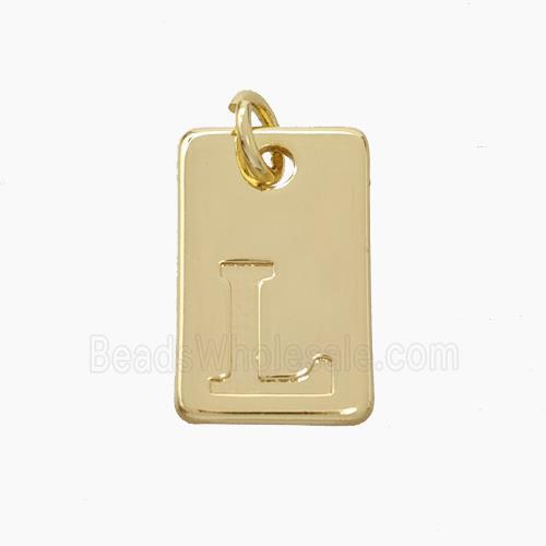 Copper Card Pendant Letter-L Gold Plated
