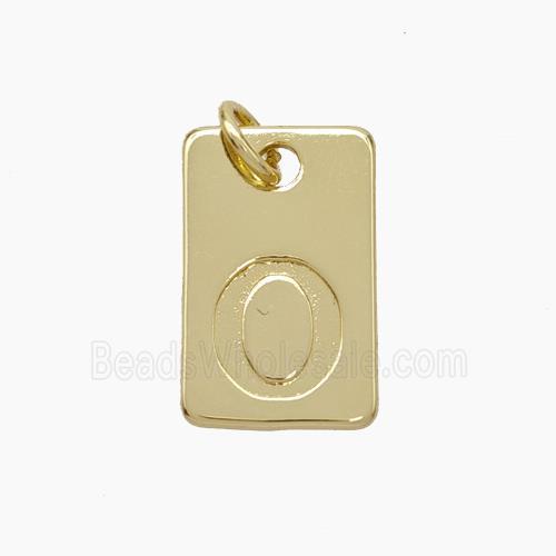 Copper Card Pendant Letter-O Gold Plated