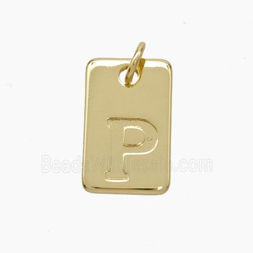 Copper Card Pendant Letter-P Gold Plated