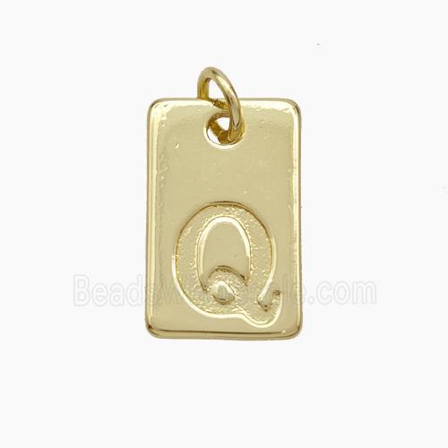 Copper Card Pendant Letter-Q Gold Plated