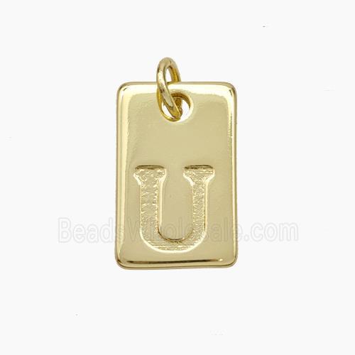 Copper Card Pendant Letter-U Gold Plated