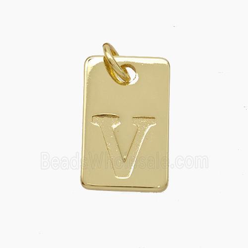 Copper Card Pendant Letter-V Gold Plated