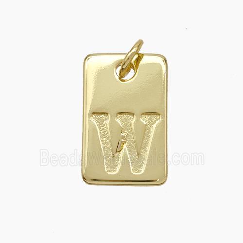 Copper Card Pendant Letter-W Gold Plated