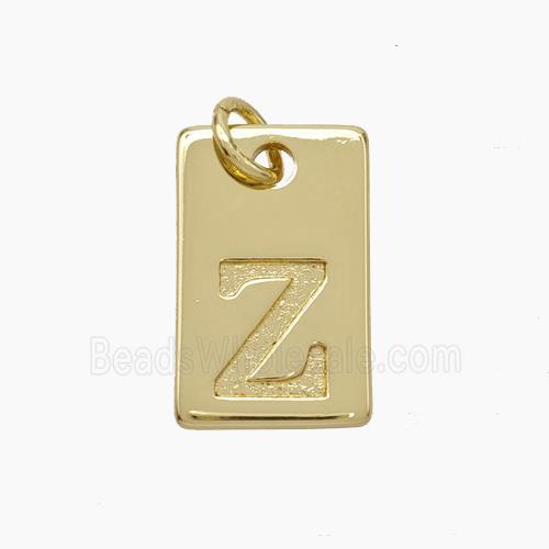 Copper Card Pendant Letter-Z Gold Plated