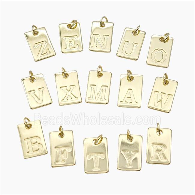 Copper Card Letter Pendant Alphabet Gold Plated Mixed