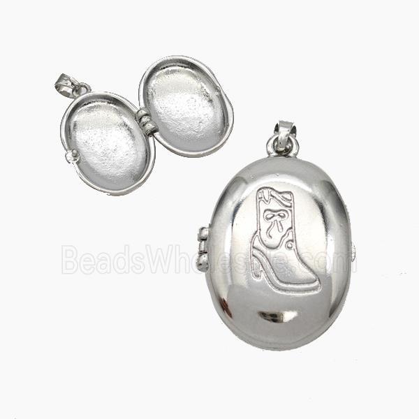 Copper Oval Locket Pendant Shoe Platinum Plated