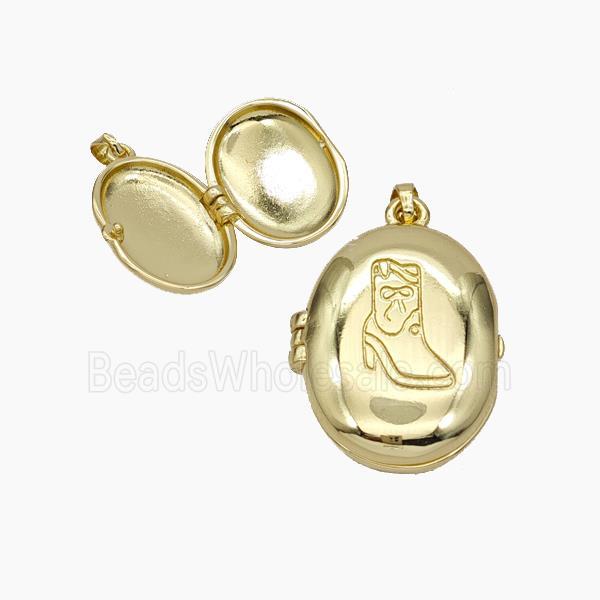 Copper Oval Locket Pendant Shoe Gold Plated