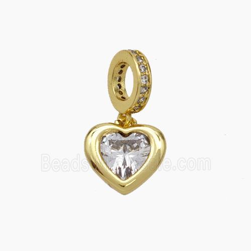 Copper Heart Pendant Pave Zirconia Gold Plated