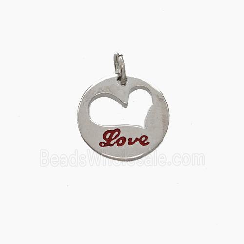Copper Heart Pendant Enamel Love Platinum Plated