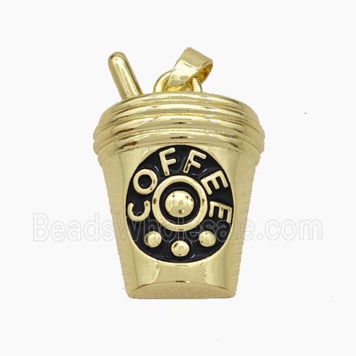 Copper Coffee-Cup Pendant Enamel Gold Plated