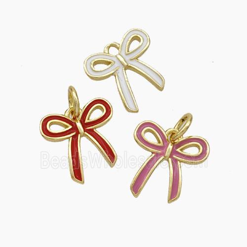 Copper Bowknot Pendant Enamel Gold Plated Mixed