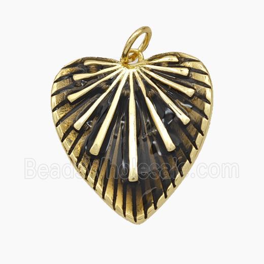 Copper Heart Pendant Black Painted Gold Plated