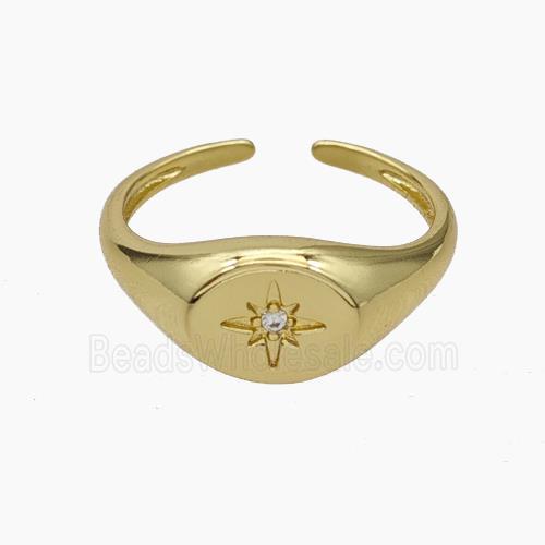 Copper Rings Pave Zirconia Star Gold Plated