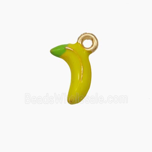 Copper Banana Pendant Yellow Enamel Gold Plated