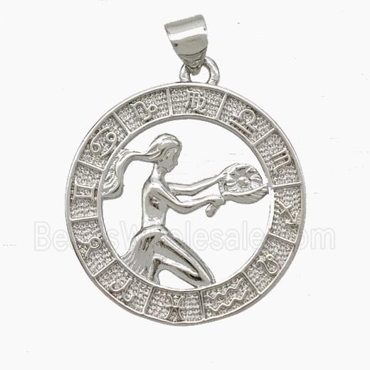 Copper Virgo Pendant Zodiac Circle Platinum Plated