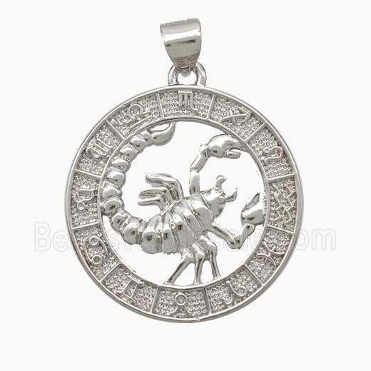 Copper Scorpio Pendant Zodiac Circle Platinum Plated
