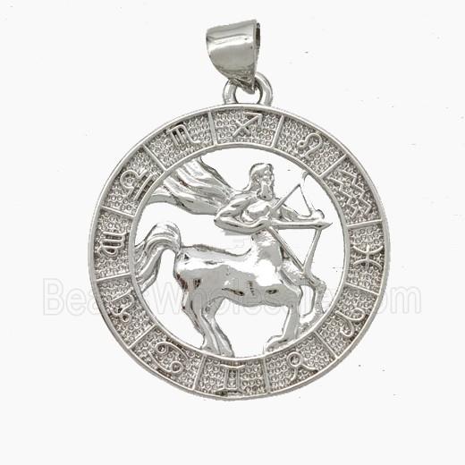 Copper Sagittarius Pendant Zodiac Circle Platinum Plated