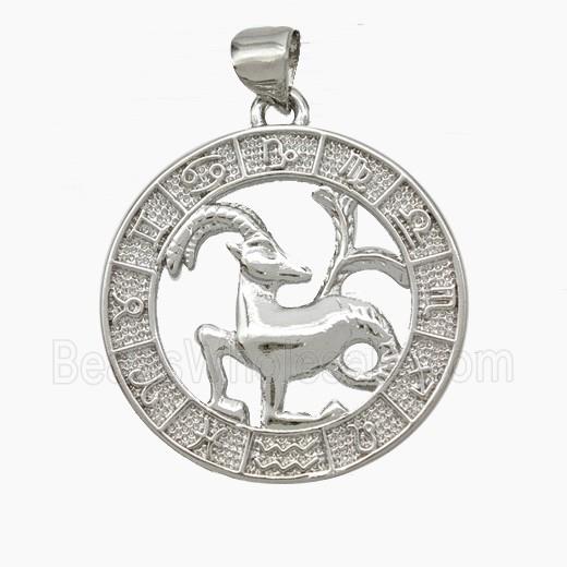 Copper Capricorn Pendant Zodiac Circle Platinum Plated