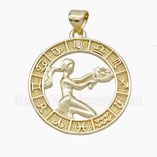 Copper Virgo Pendant Zodiac Circle Gold Plated