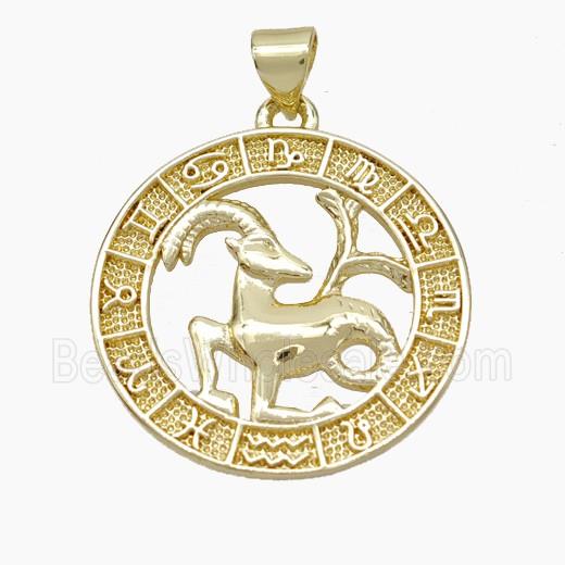 Copper Capricorn Pendant Zodiac Circle Gold Plated