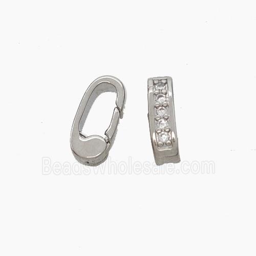Copper Carabiner Clasp Micropave Zirconia Platinum Plated
