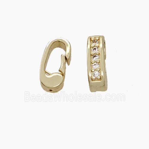 Copper Carabiner Clasp Micropave Zirconia Gold Plated