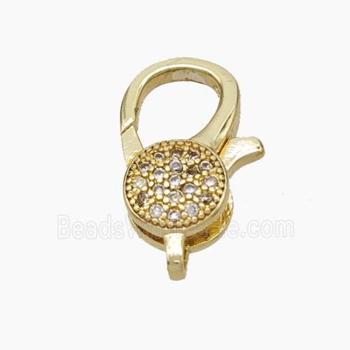 Copper Lobster Clasp Micropave Zirconia Gold Plated