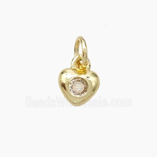 Copper Heart Pendant Pave Zirconia Gold Plated