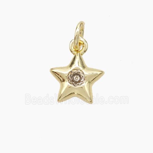Copper Star Pendant Pave Zirconia Gold Plated
