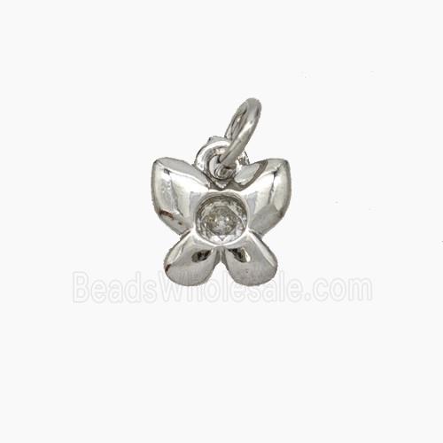 Copper Butterfly Pendant Pave Zirconia Platinum Plated