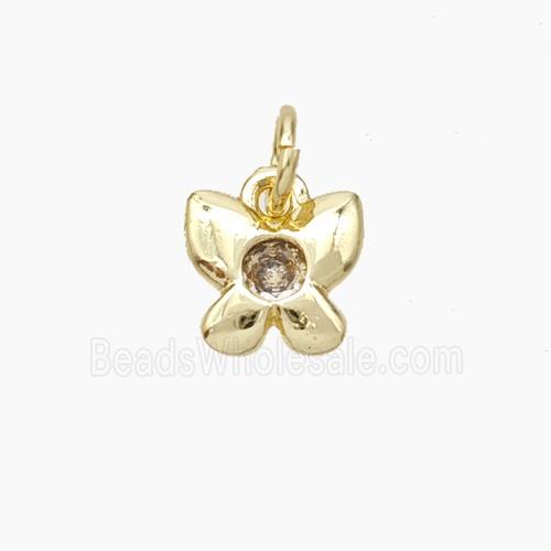 Copper Butterfly Pendant Pave Zirconia Gold Plated