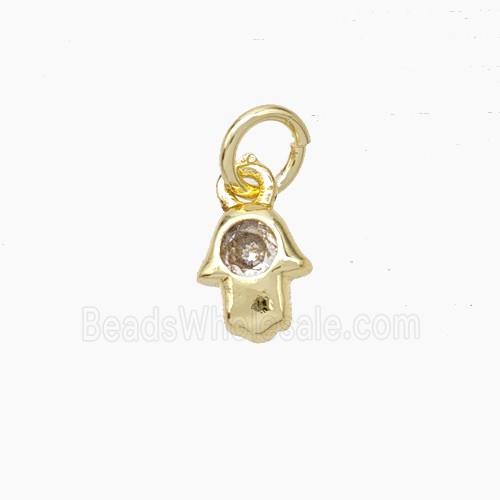 Copper Hamsahand Pendant Pave Zirconia Gold Plated