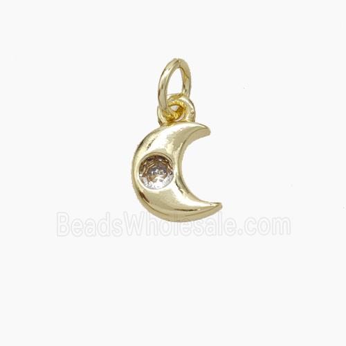 Copper Moon Pendant Pave Zirconia Gold Plated