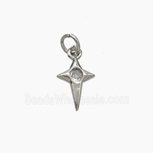 Copper Northstar Pendant Pave Zirconia Platinum Plated