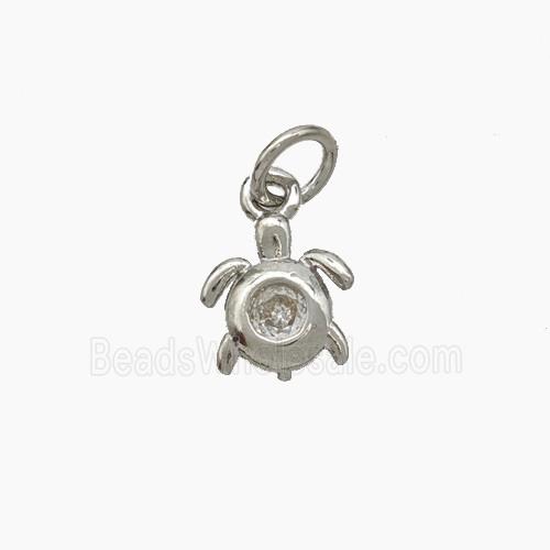 Copper Tortoise Pendant Pave Zirconia Platinum Plated