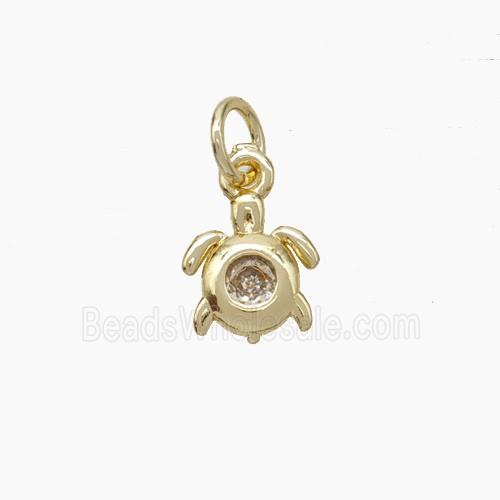 Copper Tortoise Pendant Pave Zirconia Gold Plated